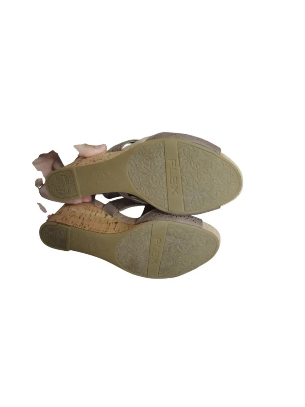 LifeStride Heidi Griege Women's Cork Wedge Sandals Size 7.5 Boho Summer Casual